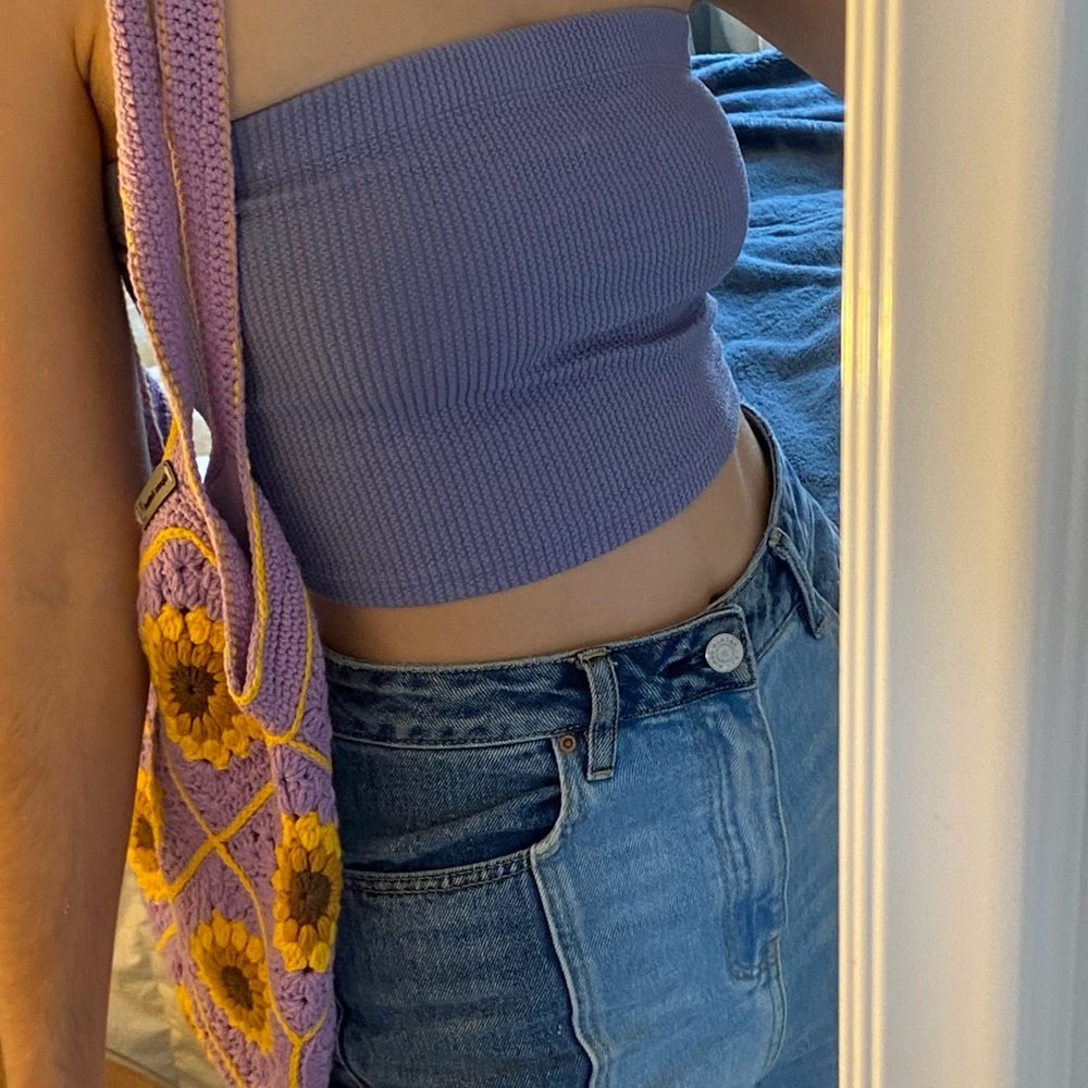 Urban Outfitters Gray Ribbed Crop Tank Top